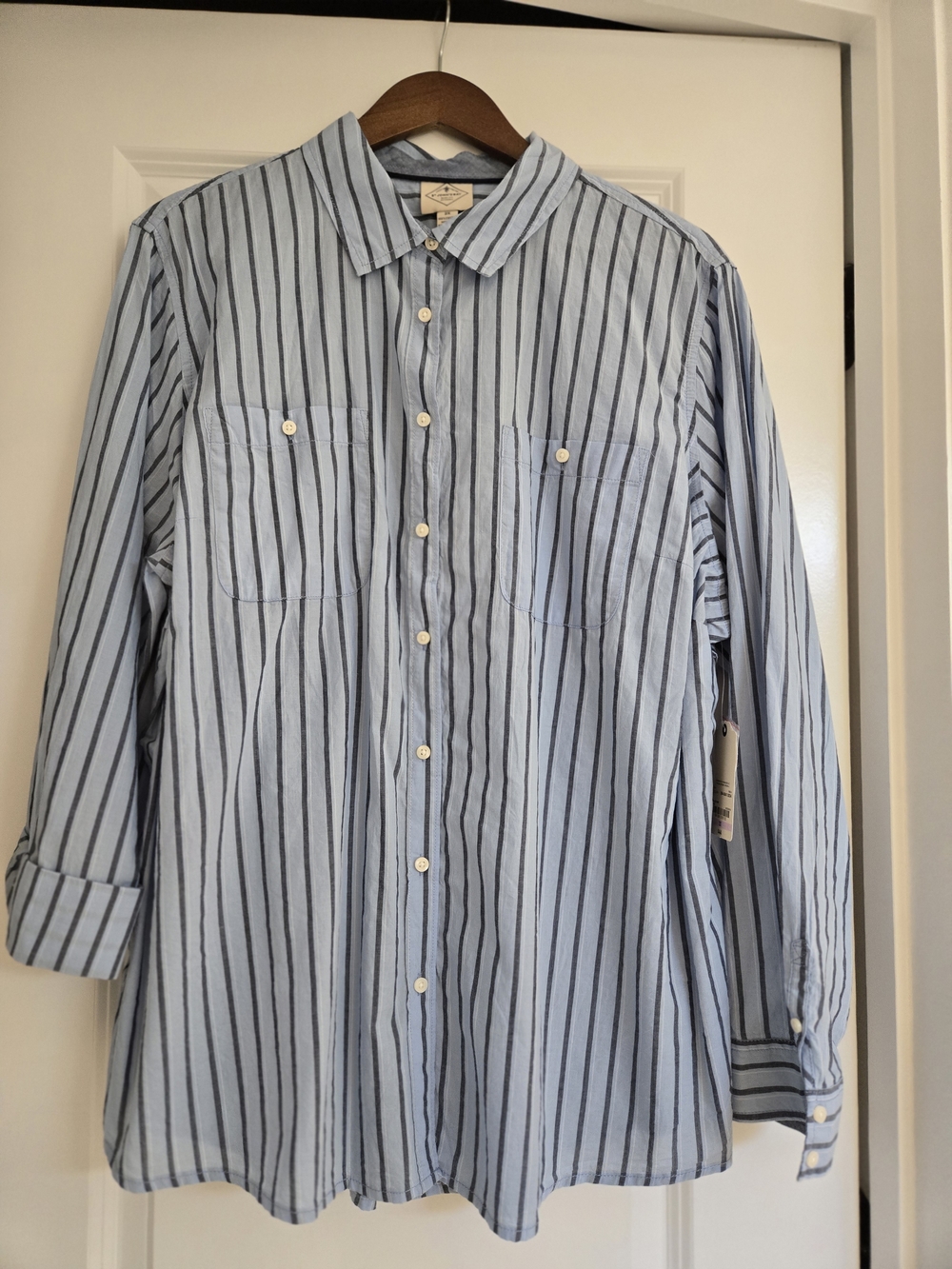 St. John's Bay Light Blue & Navy Striped Casual Button-Down Shirt